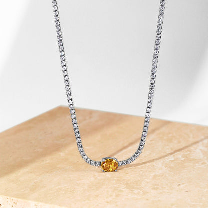 [Regalia jewelry]1.0 Carat Shining Oval Cut Necklace