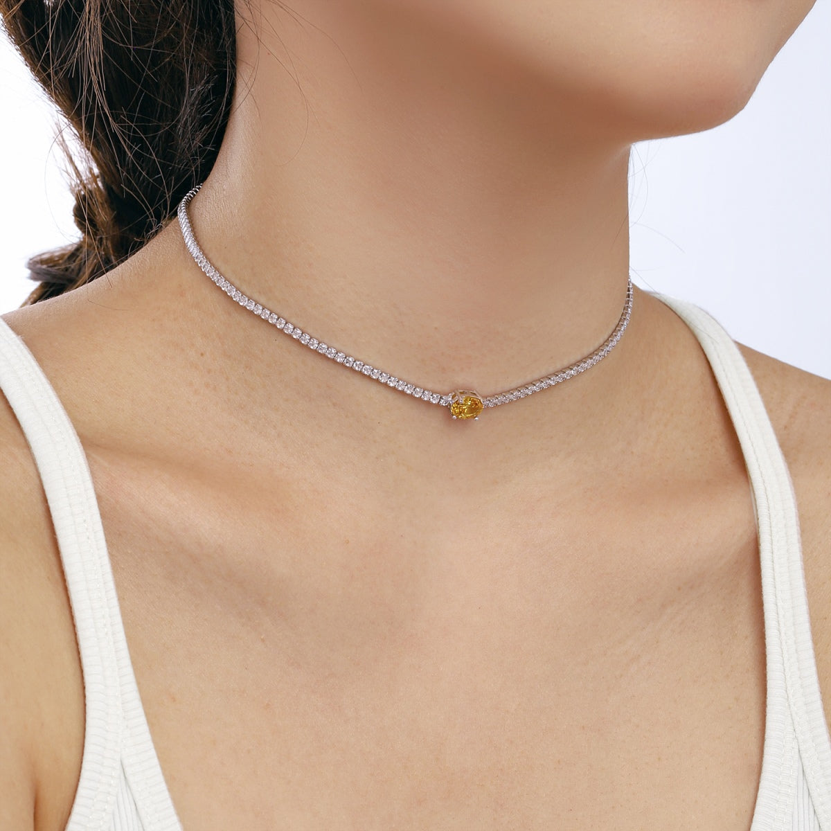 [Regalia jewelry]1.0 Carat Shining Oval Cut Necklace