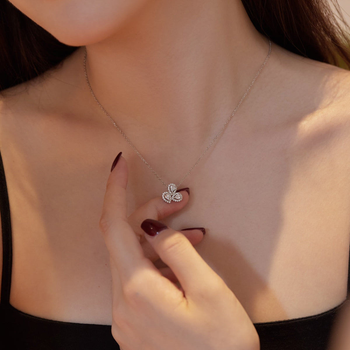 [Regalia jewelry]Elegant Flower Shape Pear Cut Necklace
