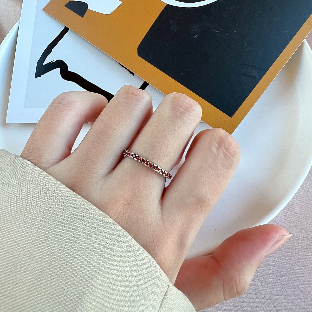 [Joyas Regalia] Anillo diario delicado y brillante de corte redondo