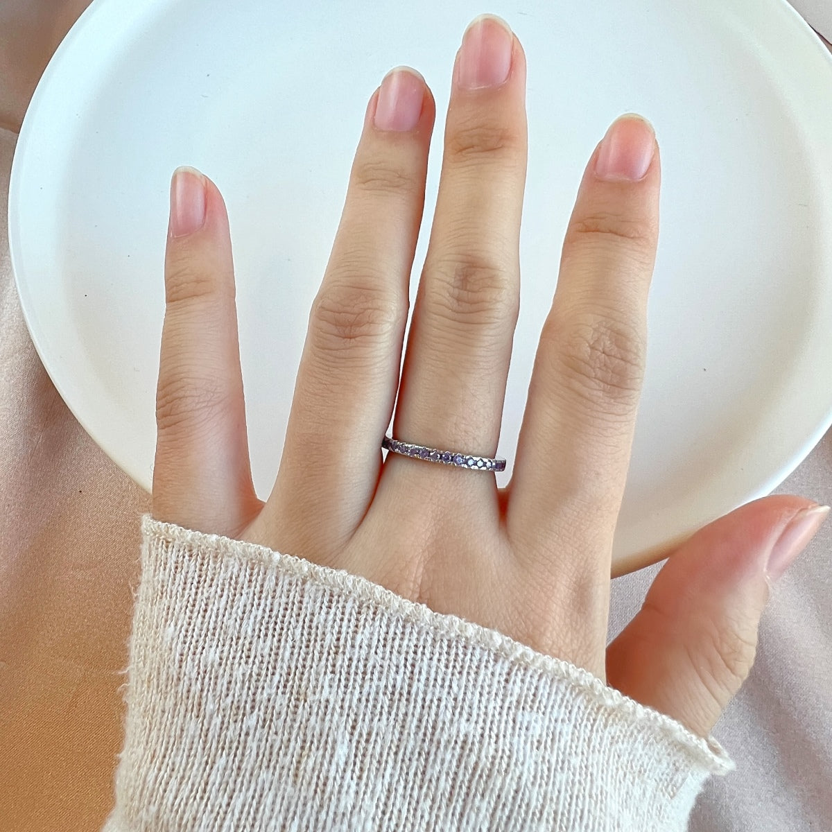 [Joyas Regalia] Anillo diario delicado y brillante de corte redondo
