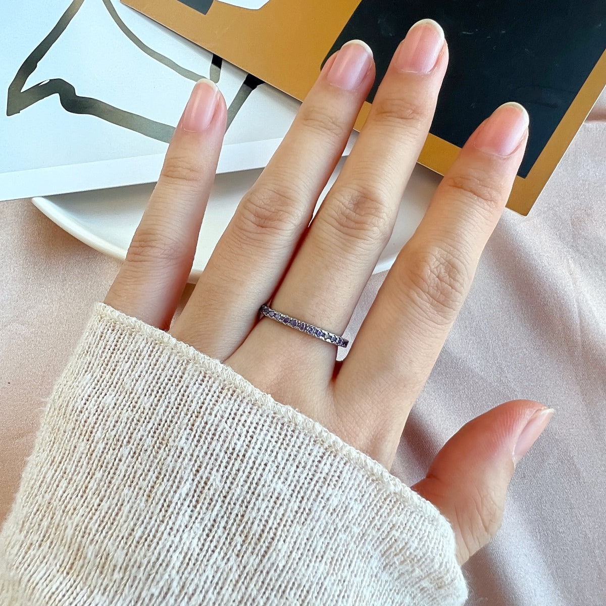 [Joyas Regalia] Anillo diario delicado y brillante de corte redondo