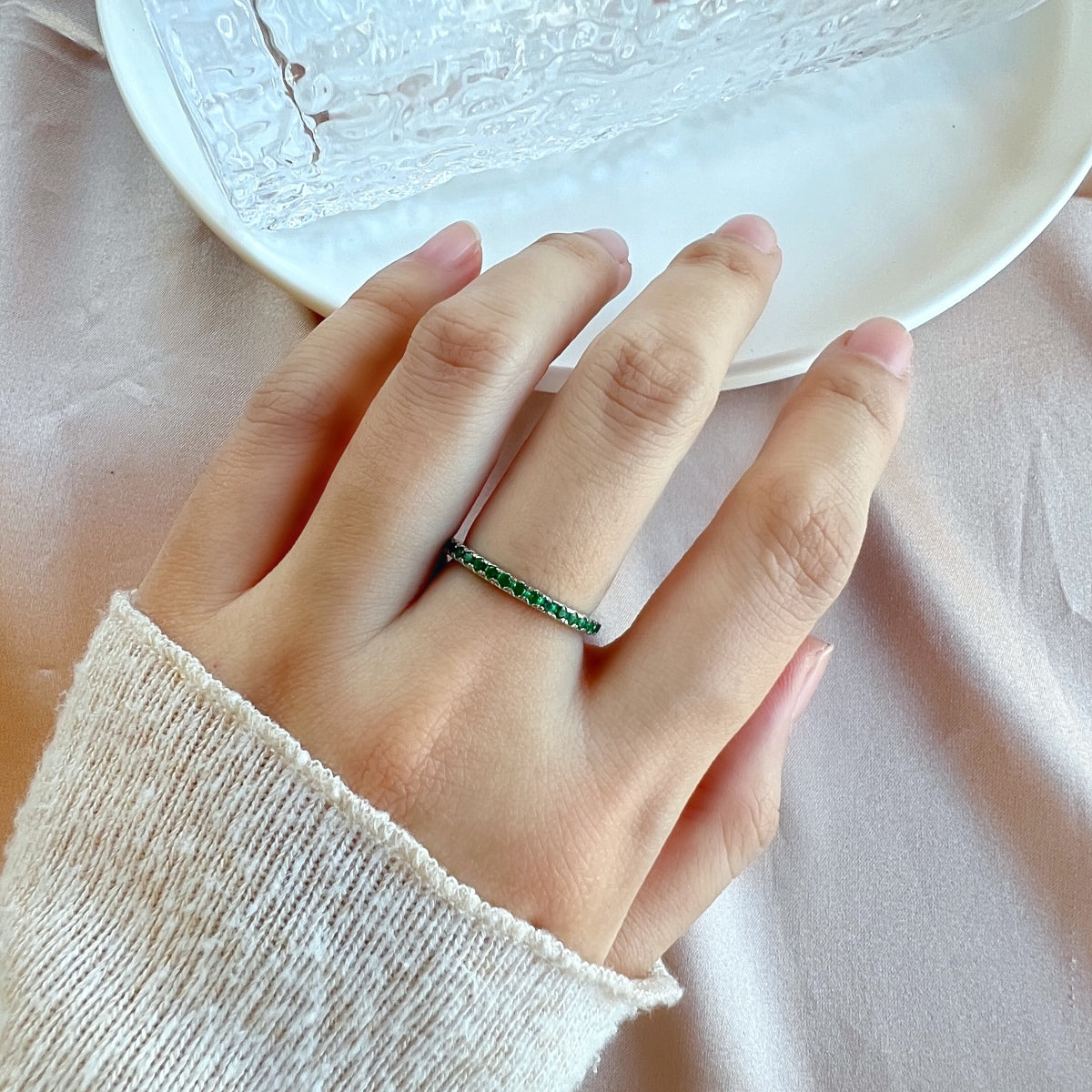 [Joyas Regalia] Anillo diario delicado y brillante de corte redondo