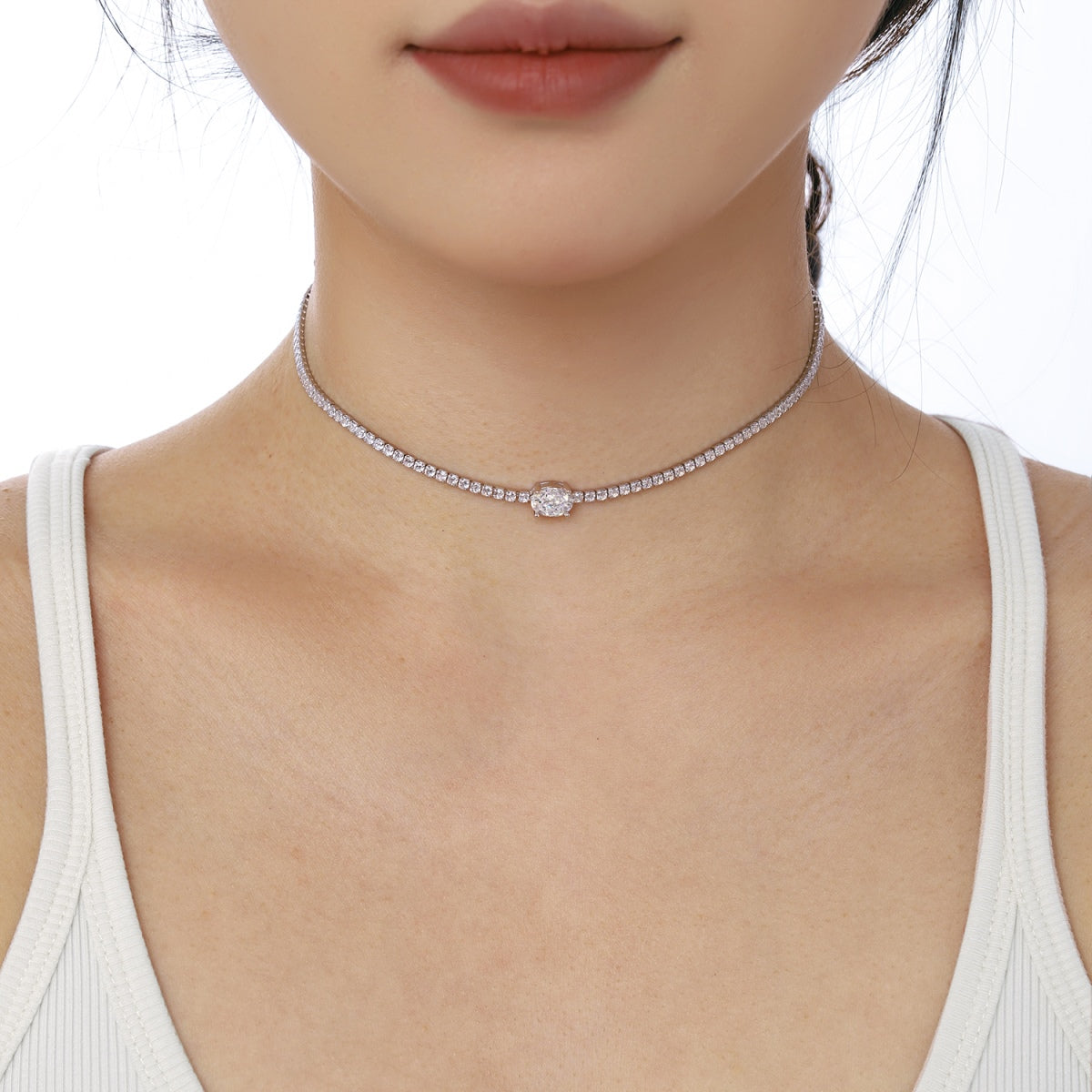 [Regalia jewelry]1.0 Carat Shining Oval Cut Necklace