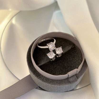 [Regalia jewelry]1.0 Carat Radiant Princess Cut Wedding Earrings