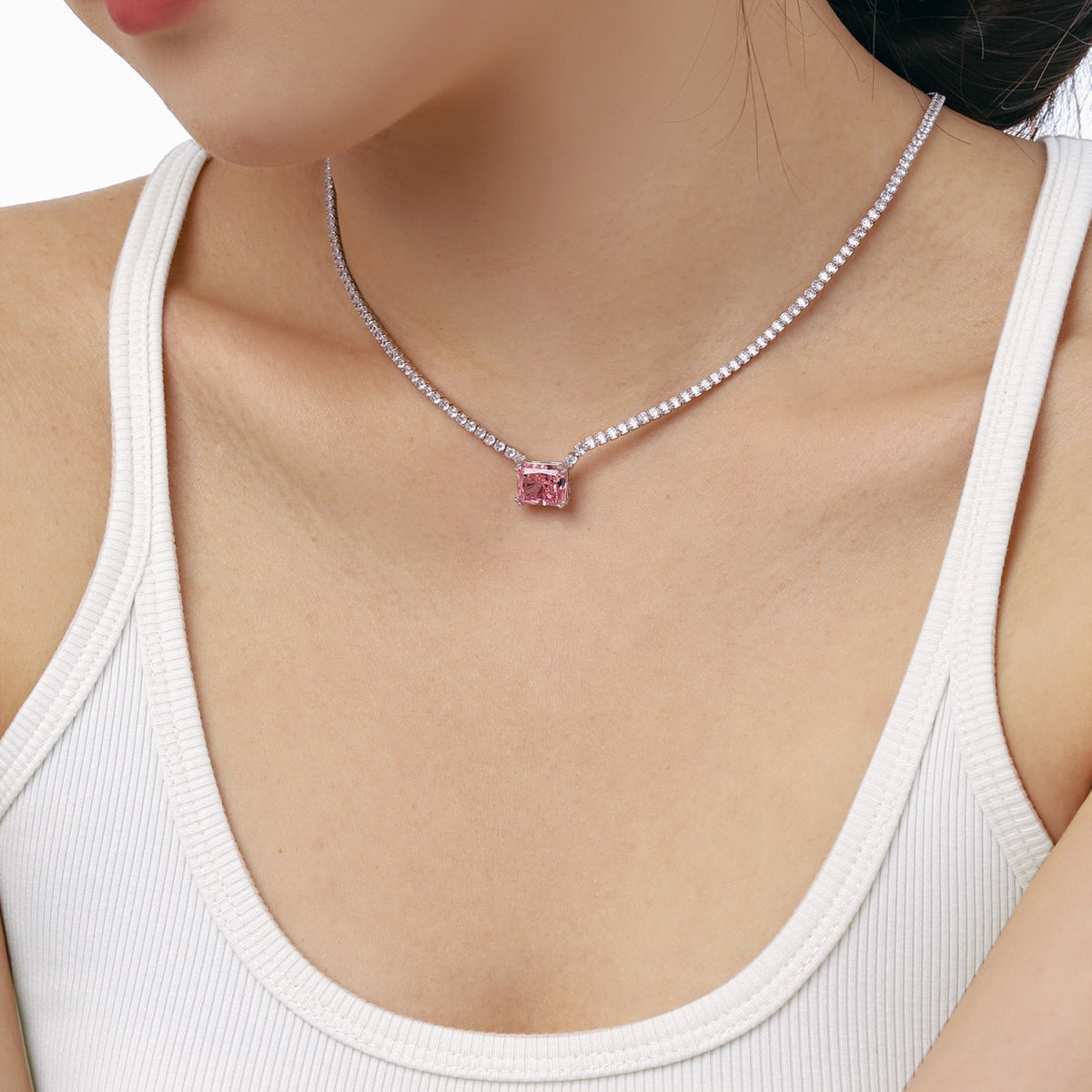 [Regalia jewelry]4.0 Carat Elegant Radiant Cut Necklace