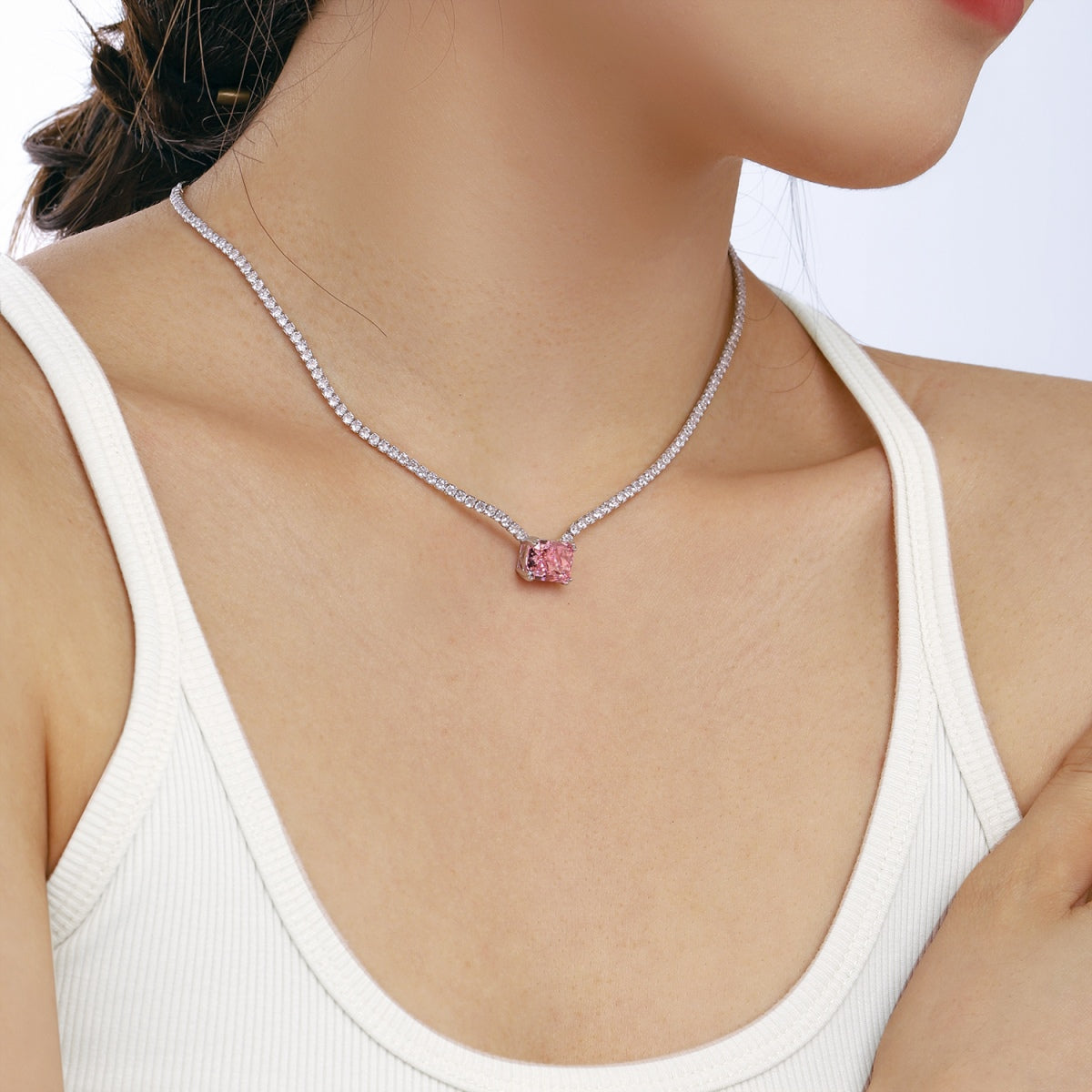 [Regalia jewelry]4.0 Carat Elegant Radiant Cut Necklace