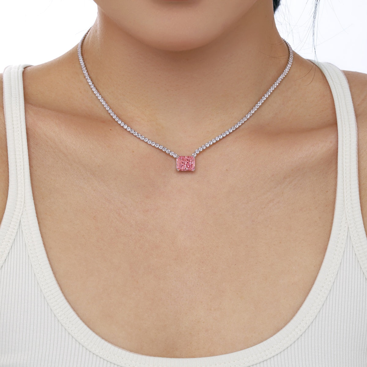 [Regalia jewelry]4.0 Carat Elegant Radiant Cut Necklace