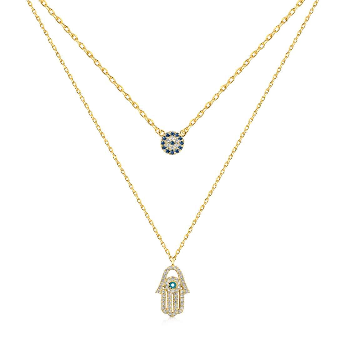 [Joyas Regalia]Collar de palma de Hamsa con ojo de demonio