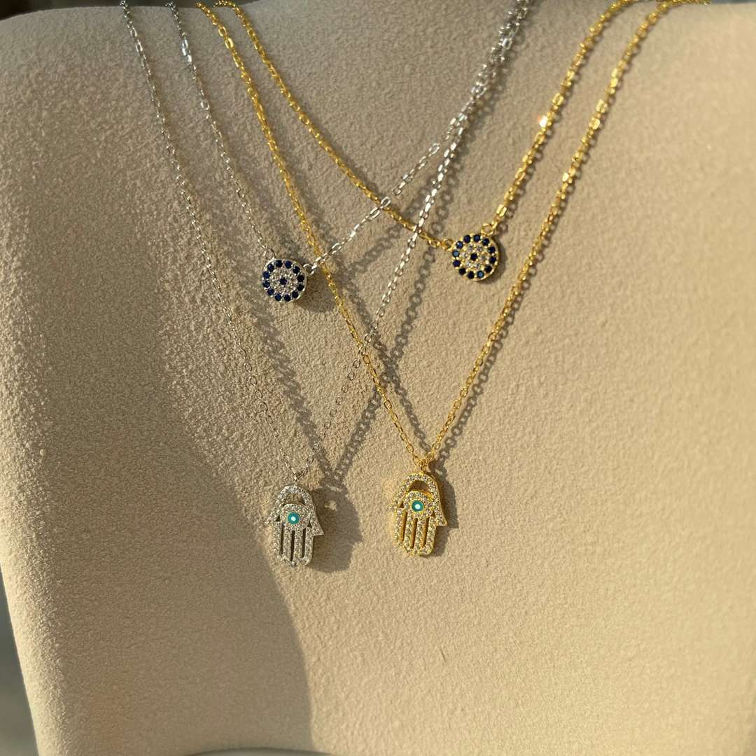 [Joyas Regalia]Collar de palma de Hamsa con ojo de demonio