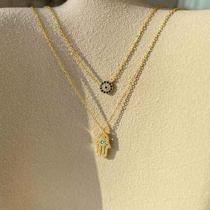 [Joyas Regalia]Collar de palma de Hamsa con ojo de demonio