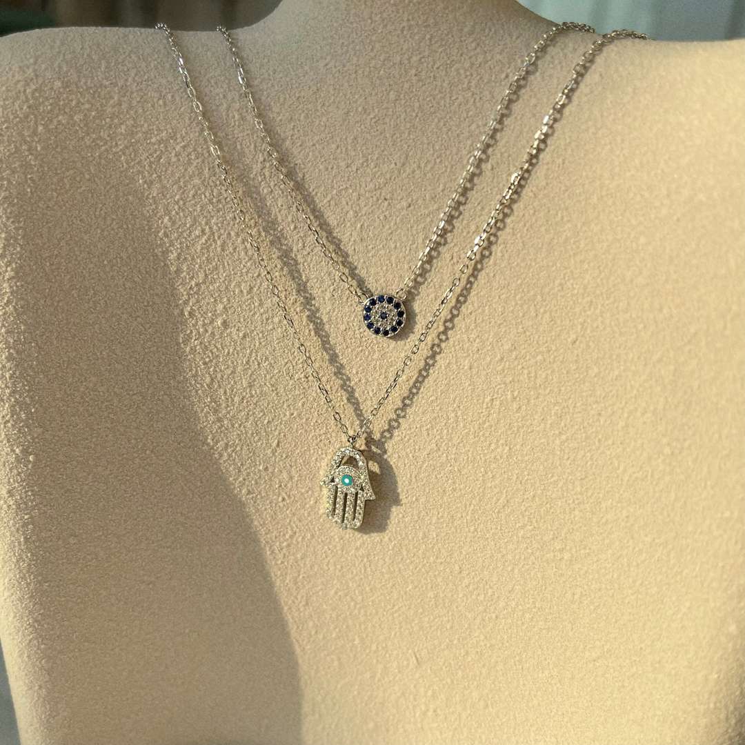 [Joyas Regalia]Collar de palma de Hamsa con ojo de demonio