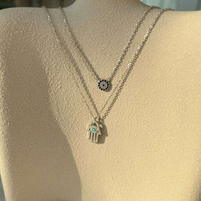 [Joyas Regalia]Collar de palma de Hamsa con ojo de demonio