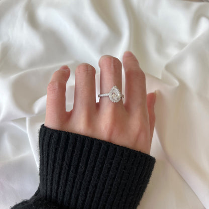 [Joyas Regalia] Anillo de bodas lujoso y resplandeciente de 1 quilate con forma de gota de agua