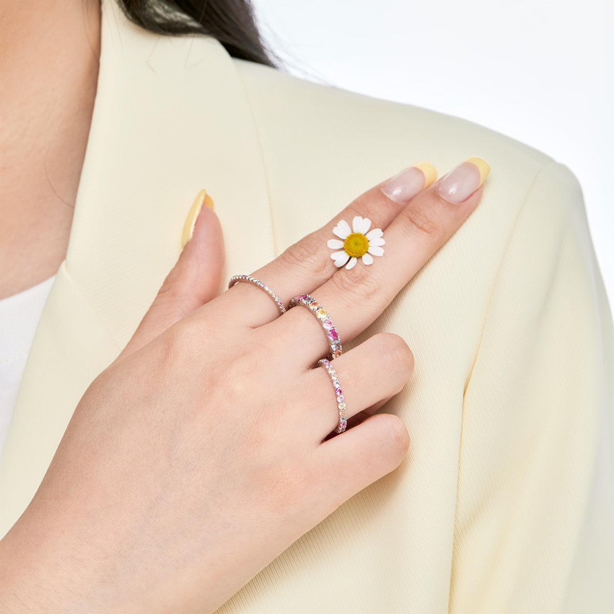 [Regalia jewelry]Dazzling Lustrous Round Cut Tennis Ring