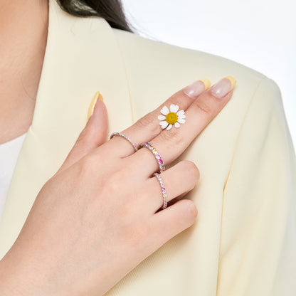 [Regalia jewelry]Dazzling Lustrous Round Cut Tennis Ring