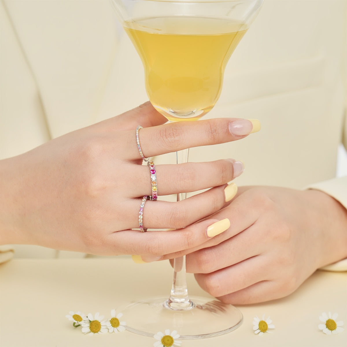 [Regalia jewelry]Dazzling Lustrous Round Cut Tennis Ring