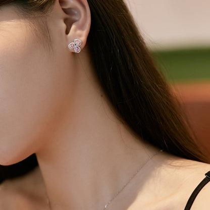 [Regalia jewelry]Ornate Flower Shape Pear Cut Lover Earrings