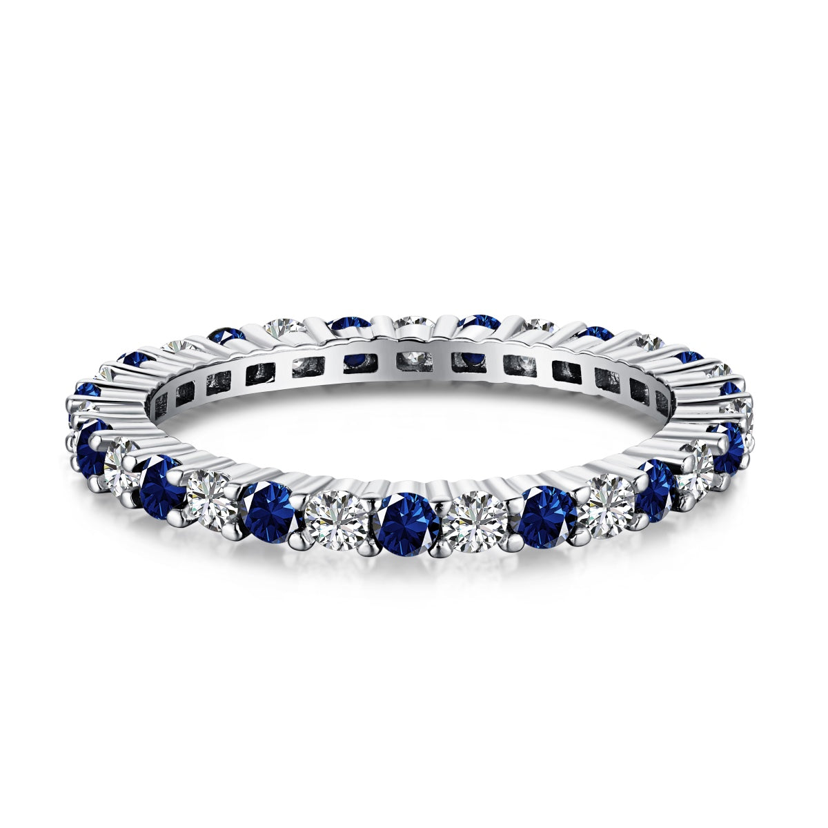 [Regalia jewelry]Exquisite Colorful Round Cut Tennis Ring