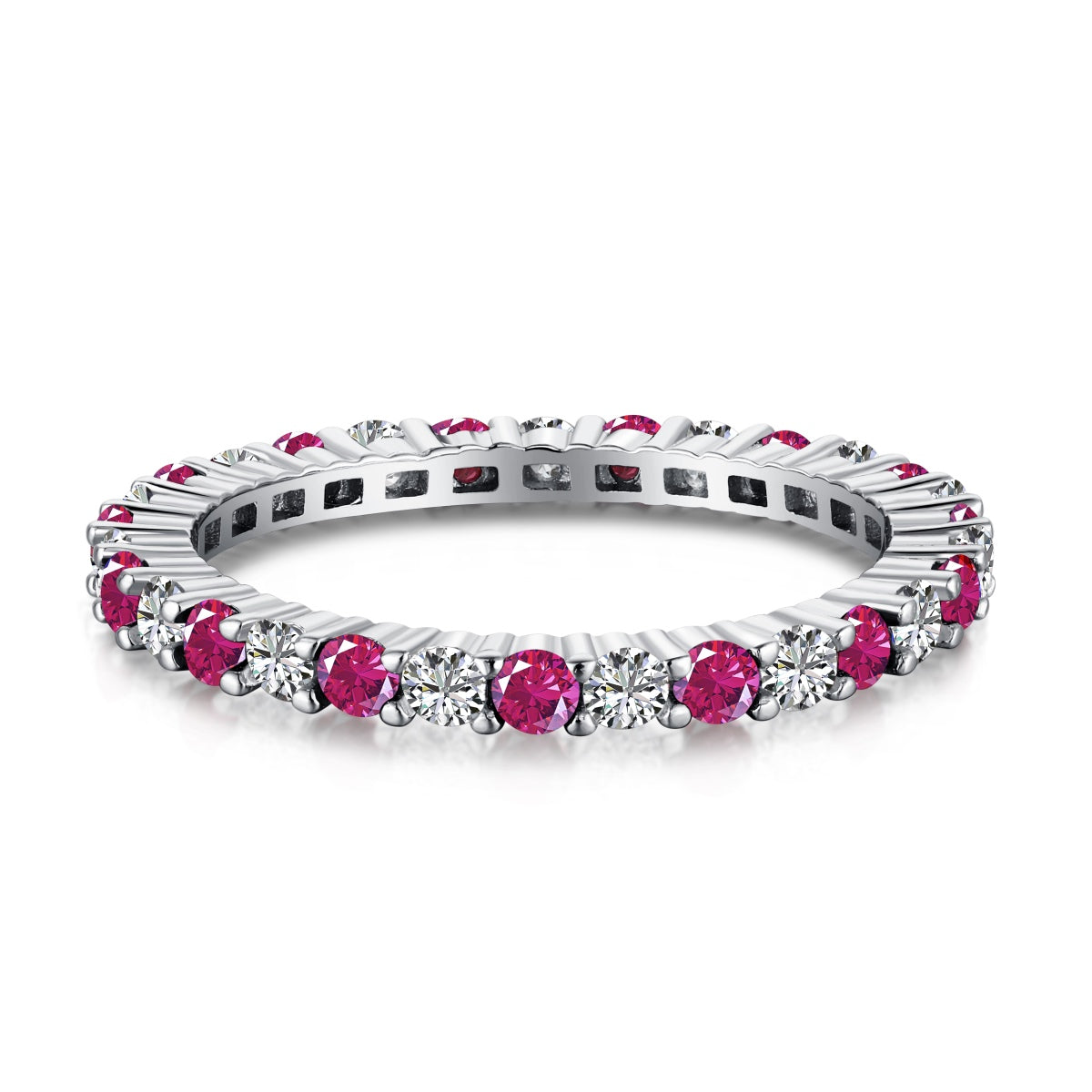 [Regalia jewelry]Exquisite Colorful Round Cut Tennis Ring