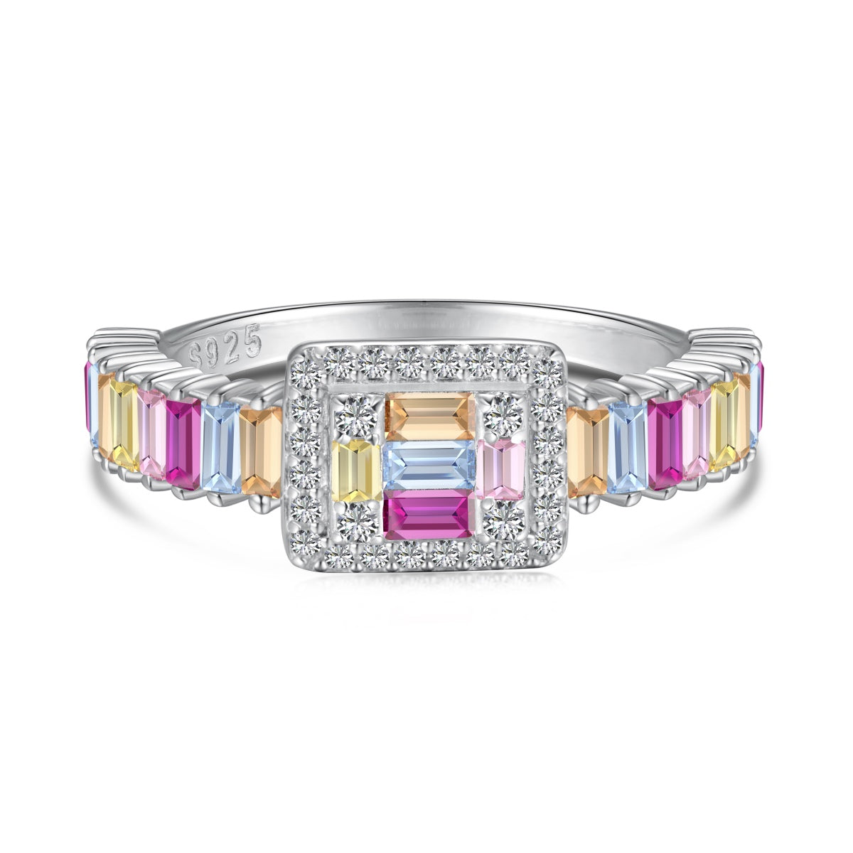 [Joyas Regalia] Anillo de fiesta de corte radiante y colorido exquisito