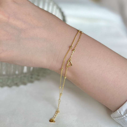[Bijoux Regalia] Bracelet délicat double couche en forme de cœur