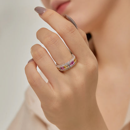 [Bijoux Regalia] Bague quotidienne délicate et colorée à coupe radiante