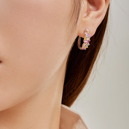 [Regalia jewelry]Dazzling Colorful Emerald Cut Daily Earrings