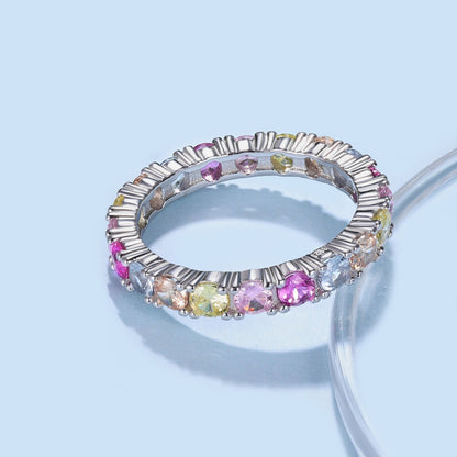 [Regalia jewelry]Dazzling Lustrous Round Cut Tennis Ring