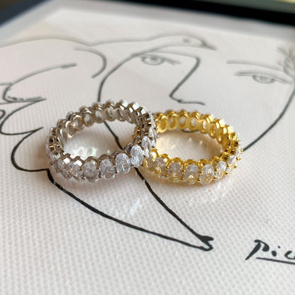 [Joyas Regalia]Anillo de tenis con corte ovalado ornamentado