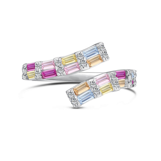 [Regalia jewelry]Charming Colorful Radiant Cut Adjustable Daily Ring