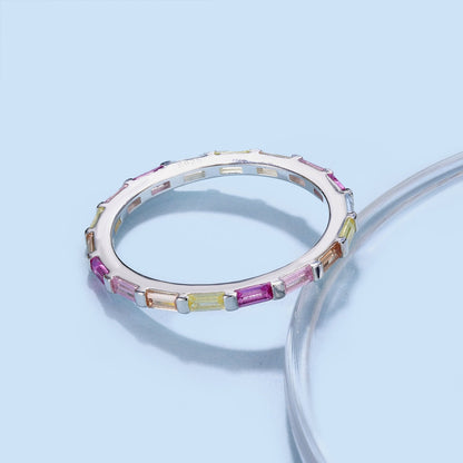 [Joyas Regalia] Exquisito anillo diario con corte esmeralda multicolor