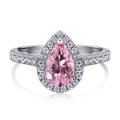 [Joyas Regalia] Anillo de bodas lujoso y resplandeciente de 1 quilate con forma de gota de agua