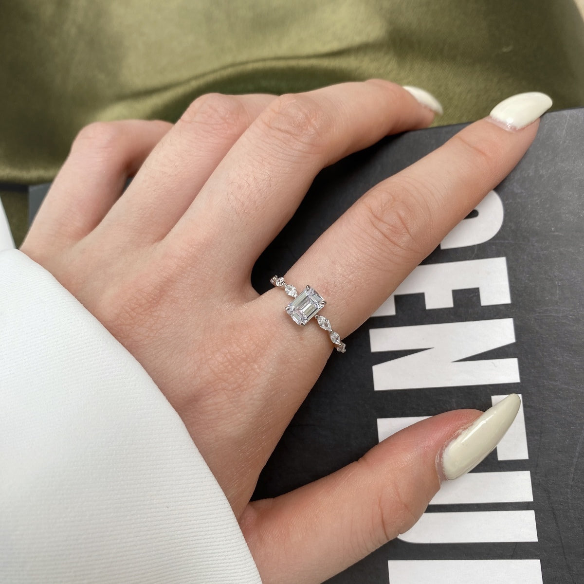 [Joyas Regalia] Anillo diario de corte radiante y delicado de 1,0 quilates