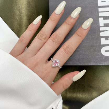 [Joyas Regalia] Anillo de bodas lujoso y resplandeciente de 1 quilate con forma de gota de agua