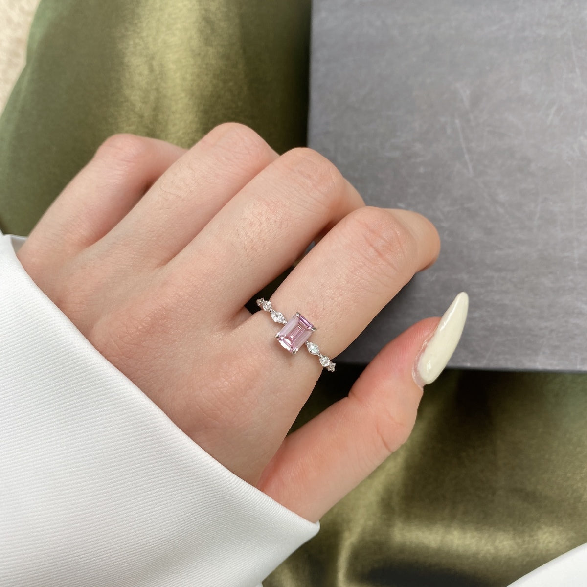 [Joyas Regalia] Anillo diario de corte radiante y delicado de 1,0 quilates