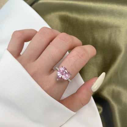 [Joyas Regalia] Anillo romántico de corte de corazón brillante y lujoso de 6.0 quilates