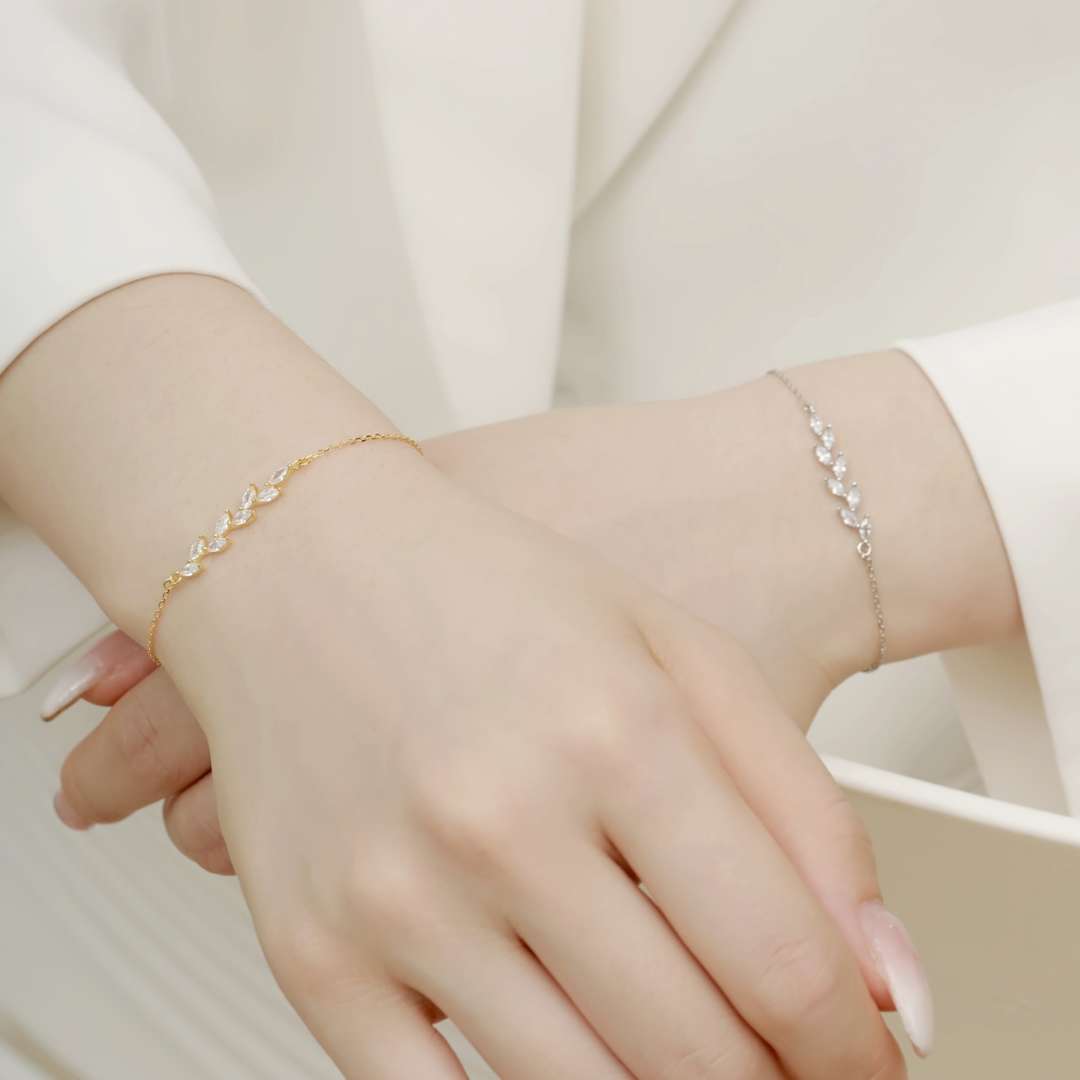 [Bijoux Regalia] Bracelet élégant en forme de feuilles de blé