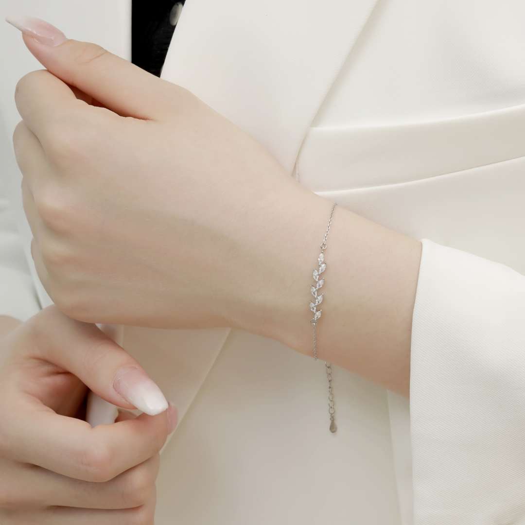 [Bijoux Regalia] Bracelet élégant en forme de feuilles de blé