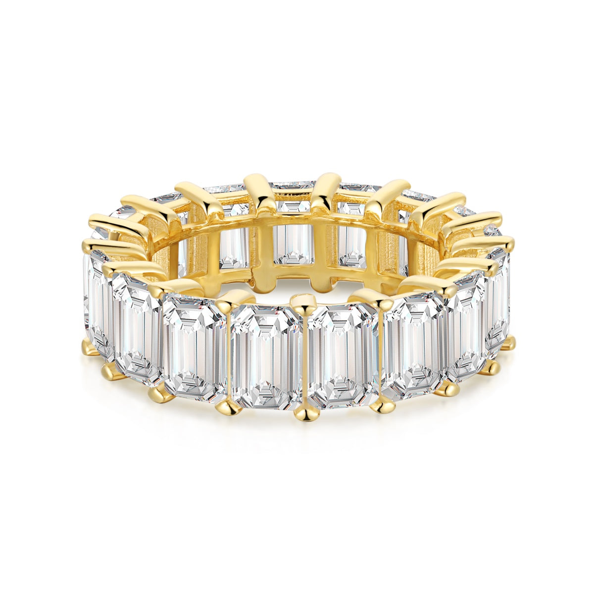 [Joyas Regalia] Elegante anillo de tenis de talla esmeralda de 0,75 quilates