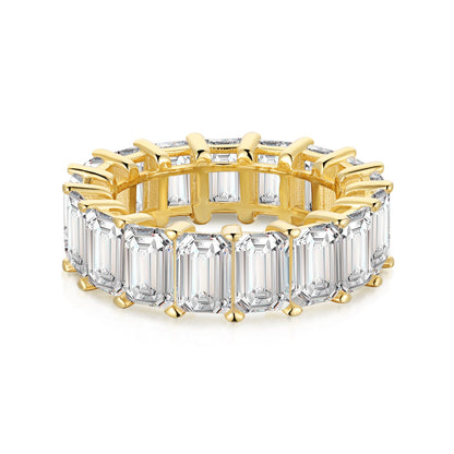 [Joyas Regalia] Elegante anillo de tenis de talla esmeralda de 0,75 quilates