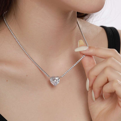 [Regalia jewelry]8.0 Carat Versatile Colorful Sweet Heart-Shaped Tennis Necklace