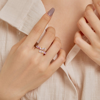 [Joyas Regalia] Anillo ajustable diario con corte radiante, colorido y encantador