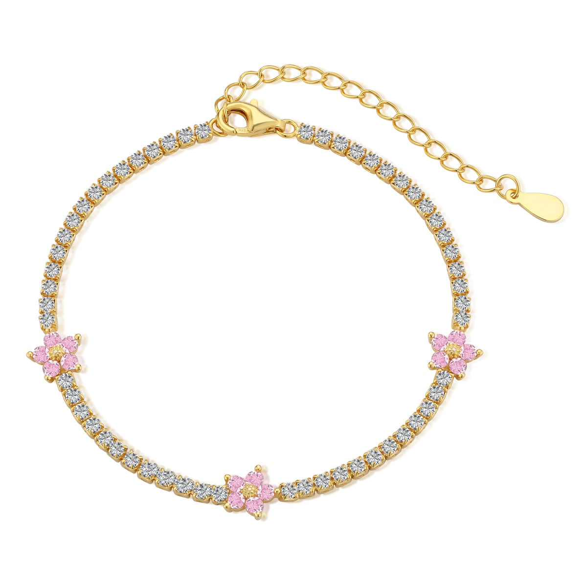 [Bijoux Regalia] Bracelet tennis en forme de fleur scintillante