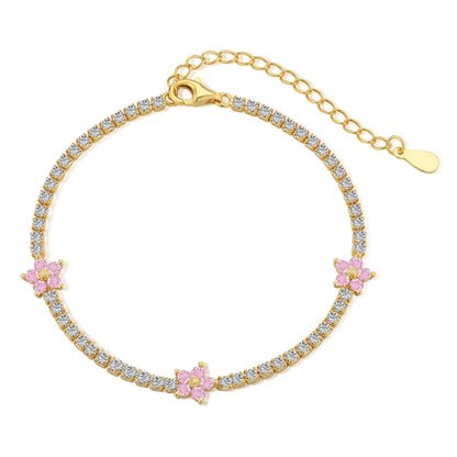[Bijoux Regalia] Bracelet tennis en forme de fleur scintillante
