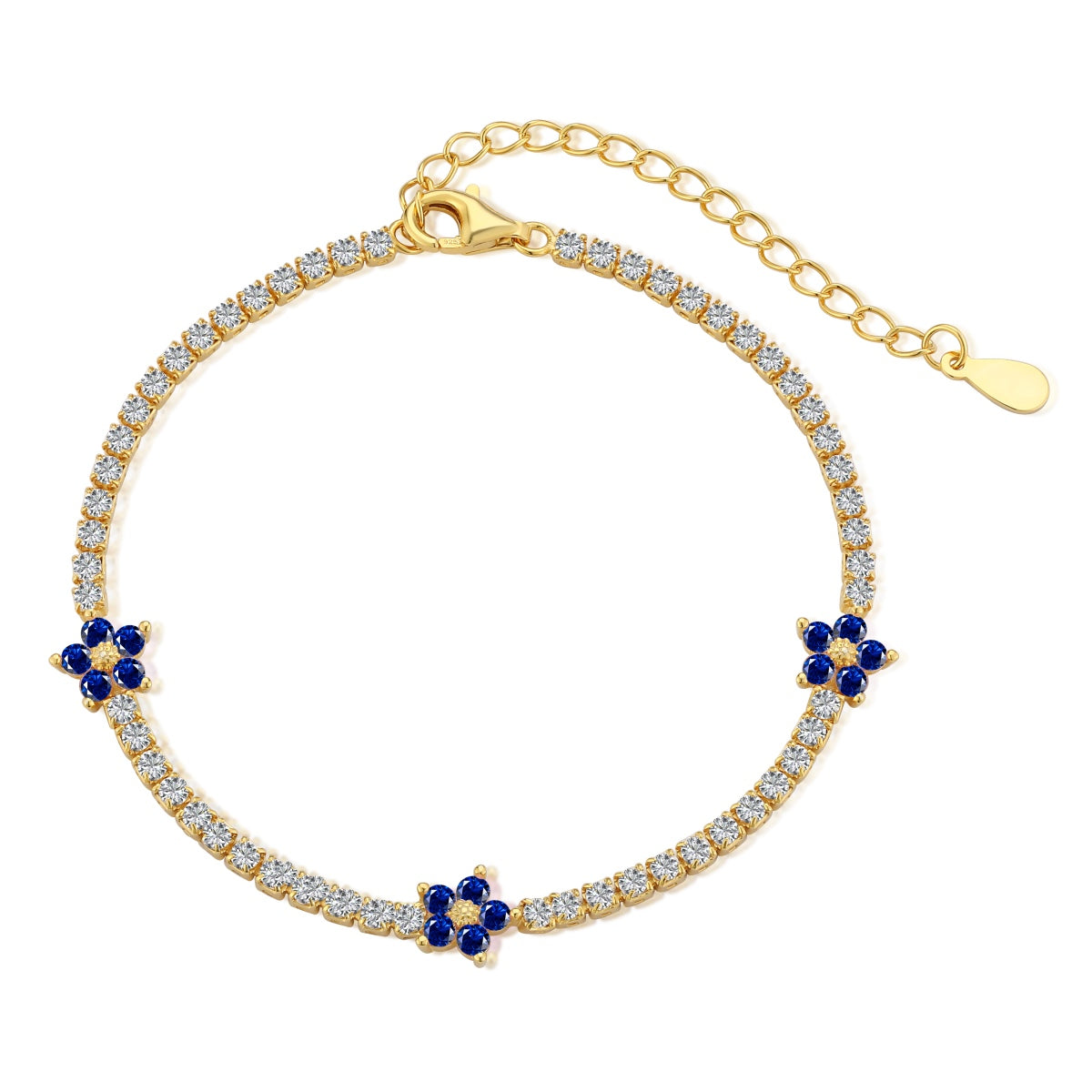 [Bijoux Regalia] Bracelet tennis en forme de fleur scintillante