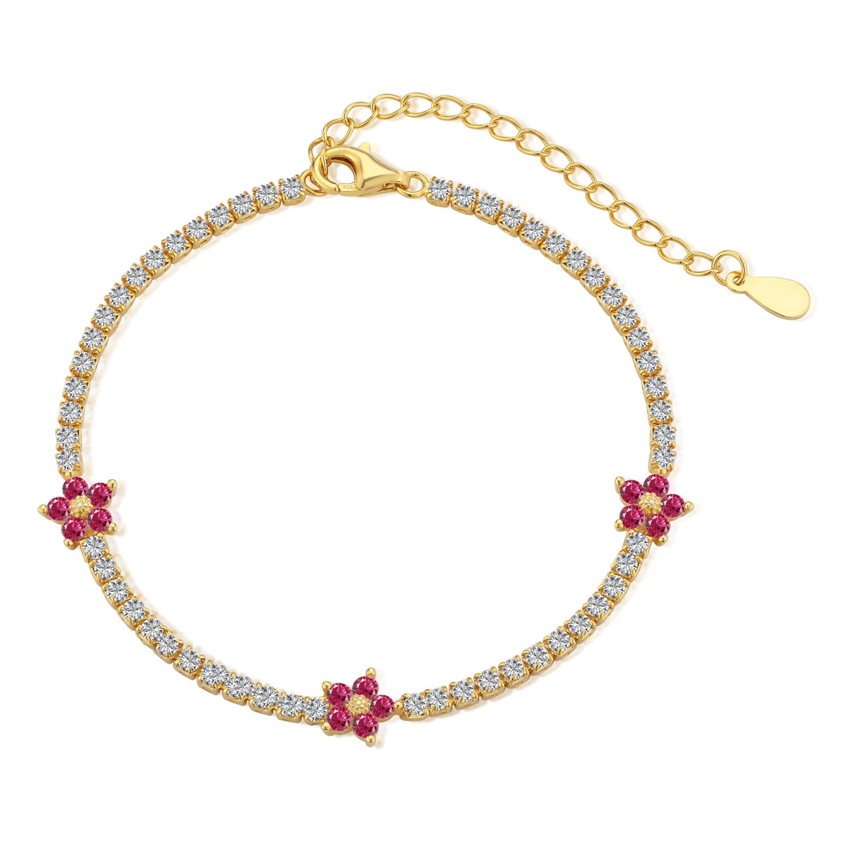 [Bijoux Regalia] Bracelet tennis en forme de fleur scintillante