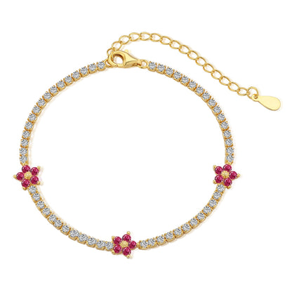 [Bijoux Regalia] Bracelet tennis en forme de fleur scintillante