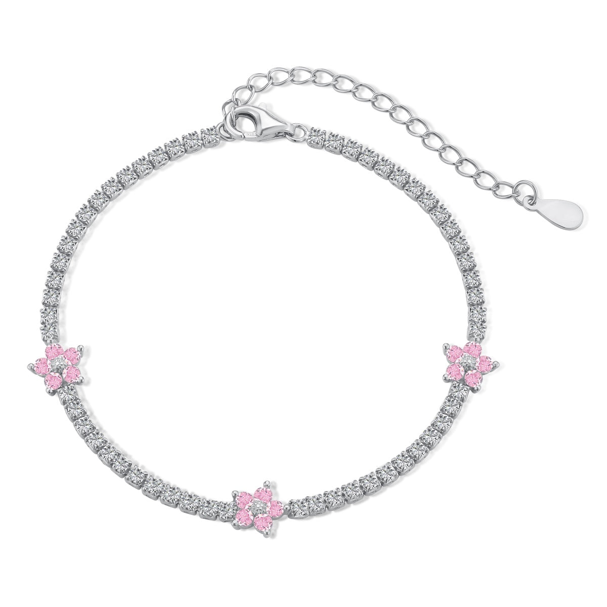 [Bijoux Regalia] Bracelet tennis en forme de fleur scintillante