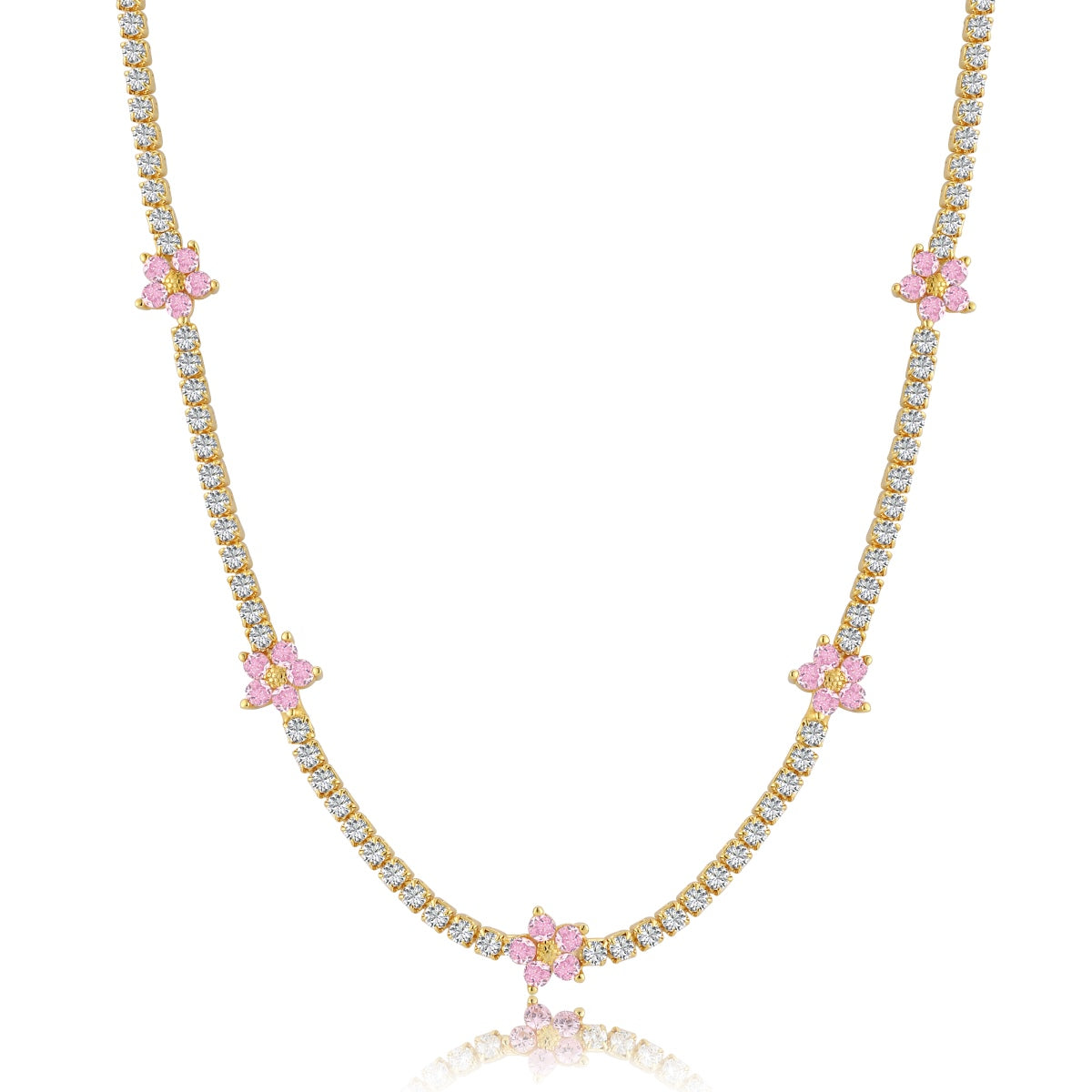 [Bijoux Regalia] Collier tennis luxueux à fleurs colorées